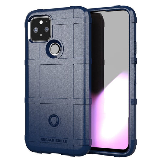 Anti-shock Square Grid Texture Thicken TPU Case for Google Pixel 5 - Blue