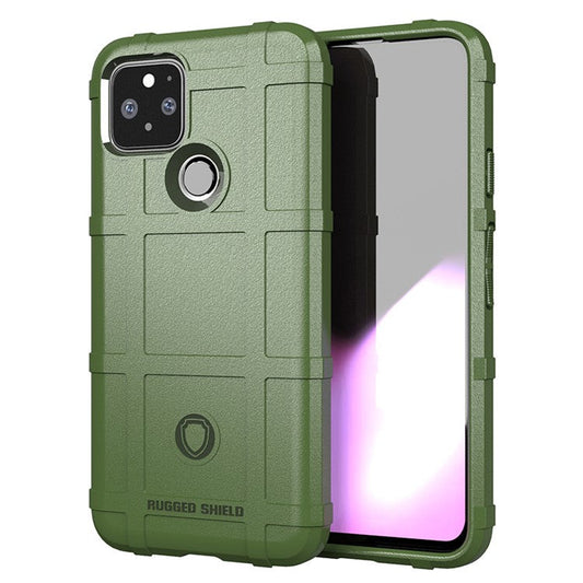 Anti-shock Square Grid Texture Thicken TPU Case for Google Pixel 5 - Army Green