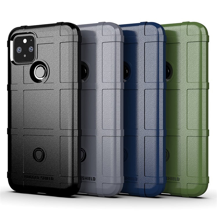 Anti-shock Square Grid Texture Thicken TPU Case for Google Pixel 5 - Army Green