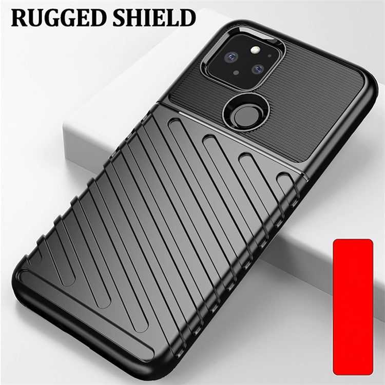 Thunder Series Twill Texture TPU Phone Cover for Google Pixel 5 - Black