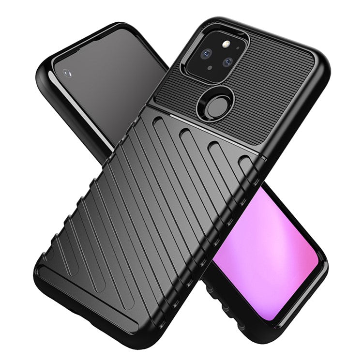 Thunder Series Twill Texture TPU Phone Cover for Google Pixel 5 - Black