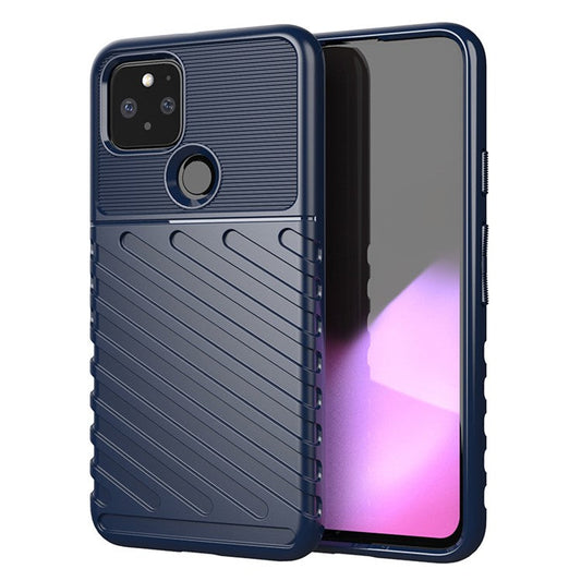 Thunder Series Twill Texture TPU Phone Cover for Google Pixel 5 - Blue