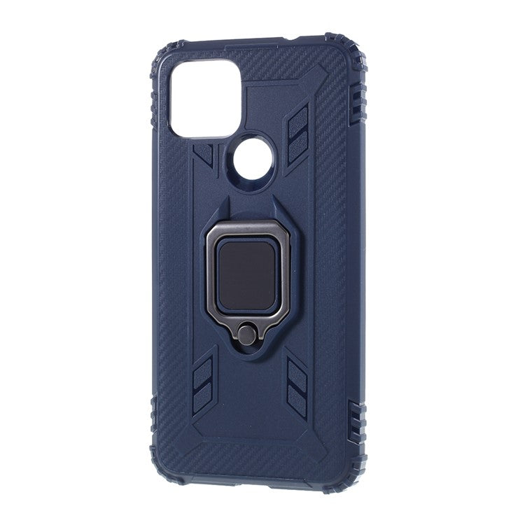 Finger Ring Kickstand TPU Protective Case for Google Pixel 4a 5G/Pixel 5XL - Blue