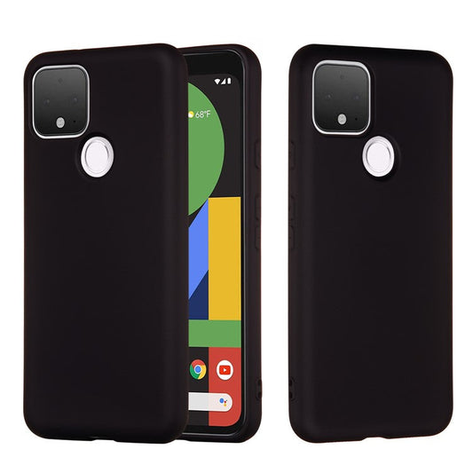 Liquid Silicone Phone Case for Google Pixel 5, Lightweight Microfiber Lining Cushion Texture Cover - Black