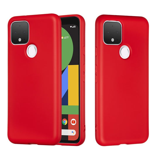 Liquid Silicone Phone Case for Google Pixel 5, Lightweight Microfiber Lining Cushion Texture Cover - Red