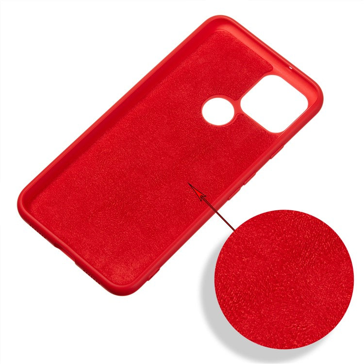 Liquid Silicone Phone Case for Google Pixel 5, Lightweight Microfiber Lining Cushion Texture Cover - Red