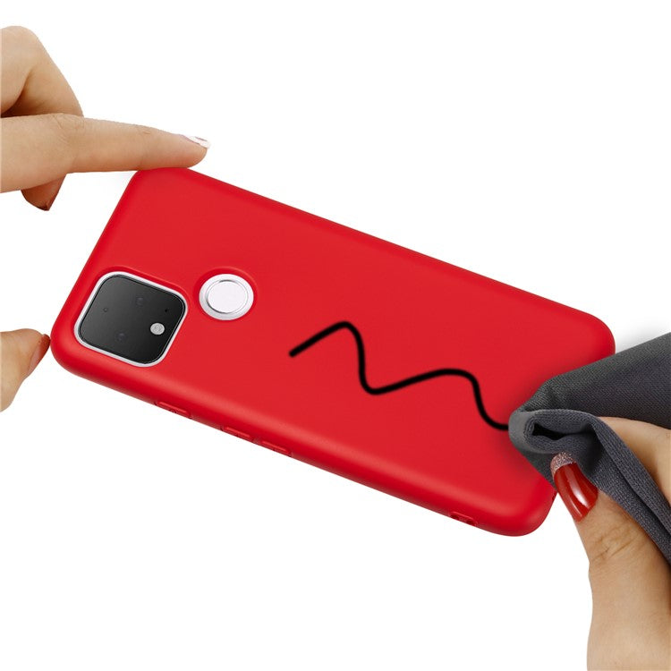 Liquid Silicone Phone Case for Google Pixel 5, Lightweight Microfiber Lining Cushion Texture Cover - Red