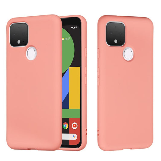 Liquid Silicone Phone Case for Google Pixel 5, Lightweight Microfiber Lining Cushion Texture Cover - Pink