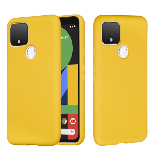 Liquid Silicone Phone Case for Google Pixel 5, Lightweight Microfiber Lining Cushion Texture Cover - Yellow