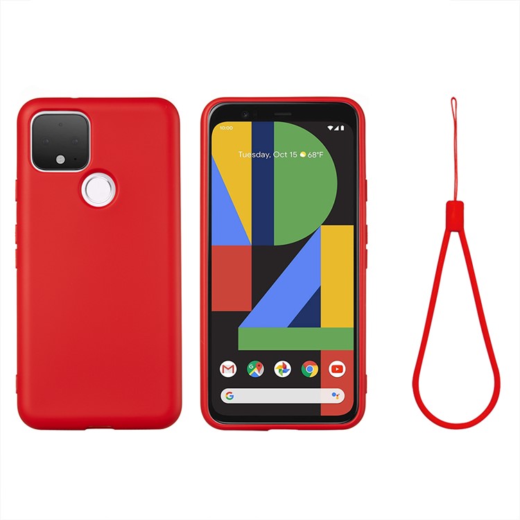 For Google Pixel 4a 5G/Pixel 5XL Shockproof Anti-scratch Anti-dust Liquid Silicone Phone Cover Phone Case - Red