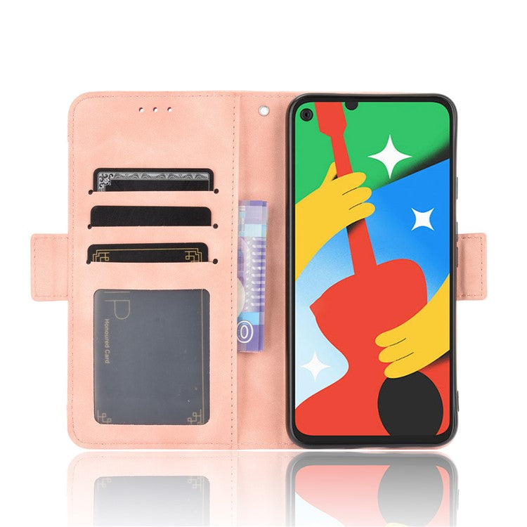 Multi-slot Leather Case Wallet Stand Cover Protector for Google Pixel 4a 5G - Pink