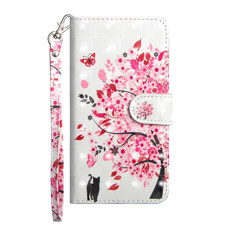 Light Spot Decor Pattern Printing Wallet Stand Leather Shell with Strap for Google Pixel 4a - Flower Tree