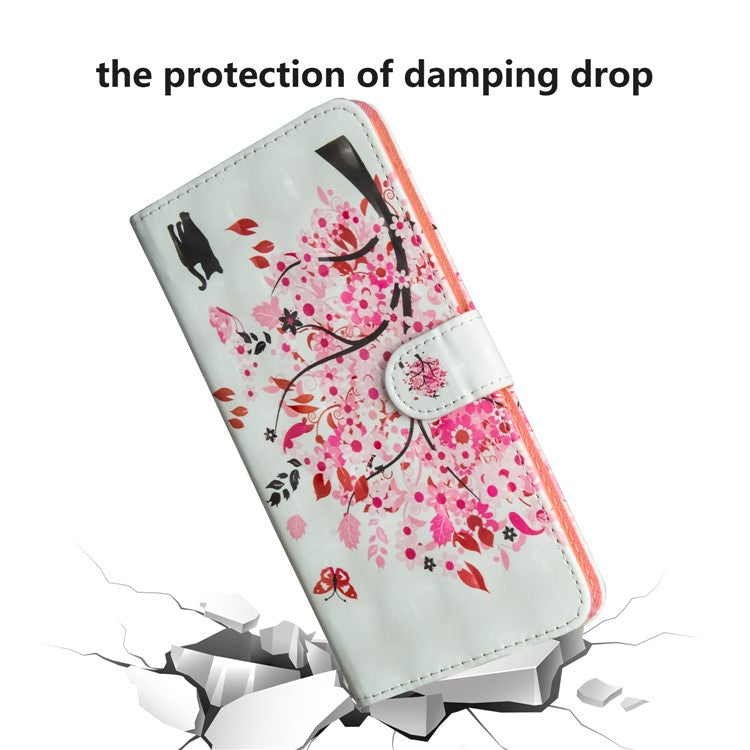 Light Spot Decor Pattern Printing Wallet Stand Leather Shell with Strap for Google Pixel 4a - Flower Tree