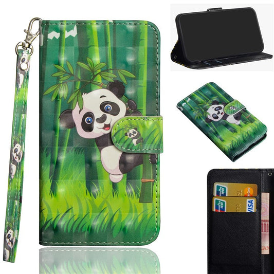 Light Spot Decor Pattern Printing Wallet Stand Leather Shell with Strap for Google Pixel 5 - Panda