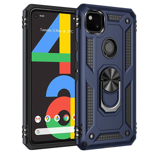 Hybrid PC TPU Shell for Google Pixel 4a Kickstand Armor Cover - Blue