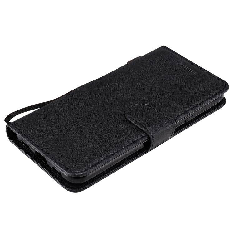 KT Leather Series-2 PU Leather Wallet Stand Case with Handy Strap for Google Pixel 4a - Black