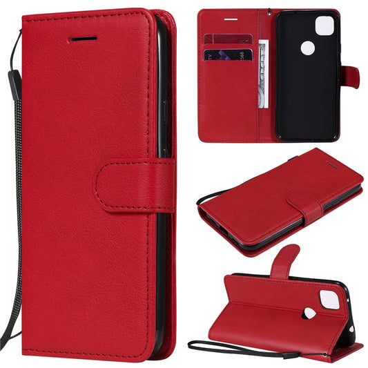 KT Leather Series-2 PU Leather Wallet Stand Case with Handy Strap for Google Pixel 4a - Red