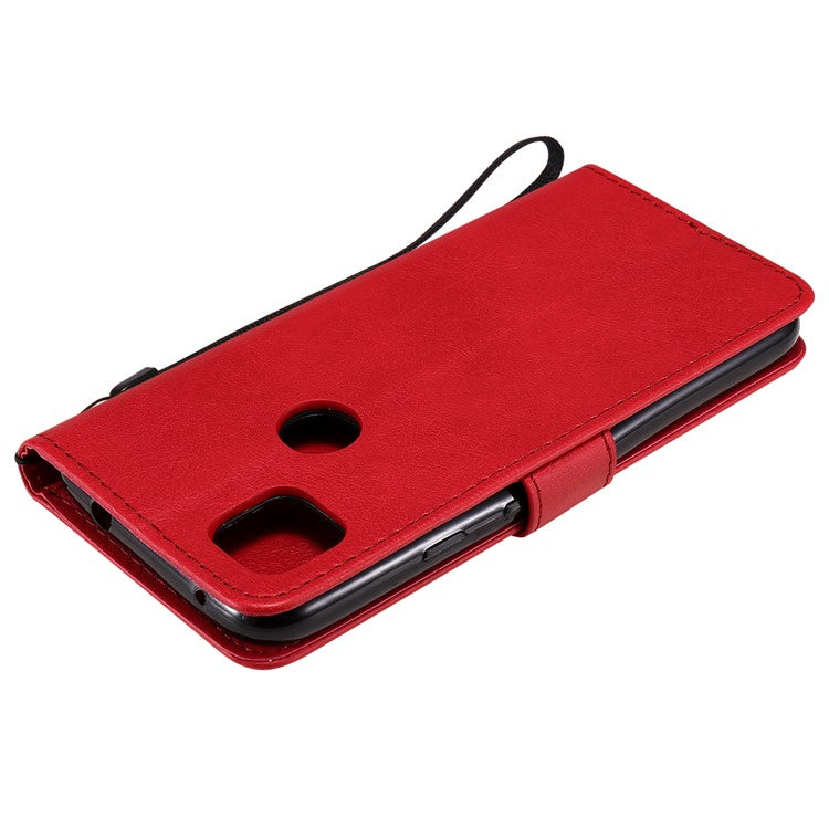 KT Leather Series-2 PU Leather Wallet Stand Case with Handy Strap for Google Pixel 4a - Red