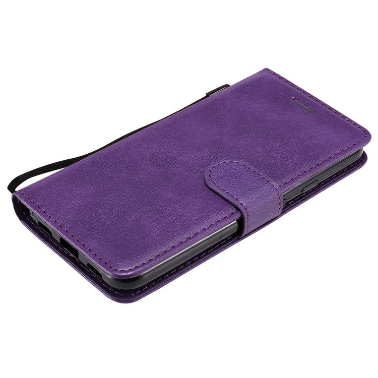 KT Leather Series-2 PU Leather Wallet Stand Case with Handy Strap for Google Pixel 4a - Purple