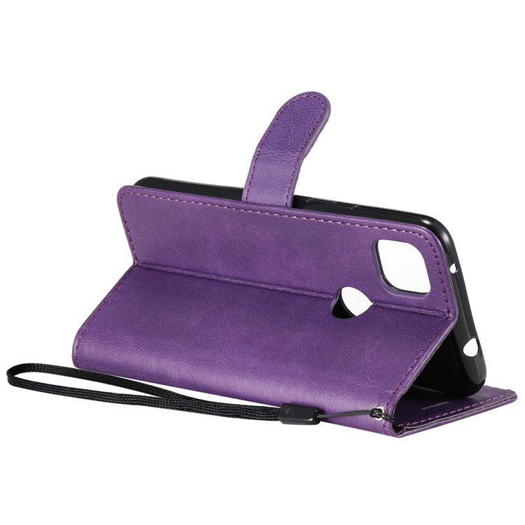 KT Leather Series-2 PU Leather Wallet Stand Case with Handy Strap for Google Pixel 4a - Purple