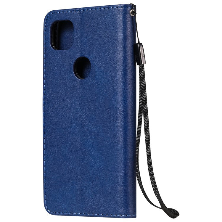 KT Leather Series-2 PU Leather Wallet Stand Case with Handy Strap for Google Pixel 4a - Blue