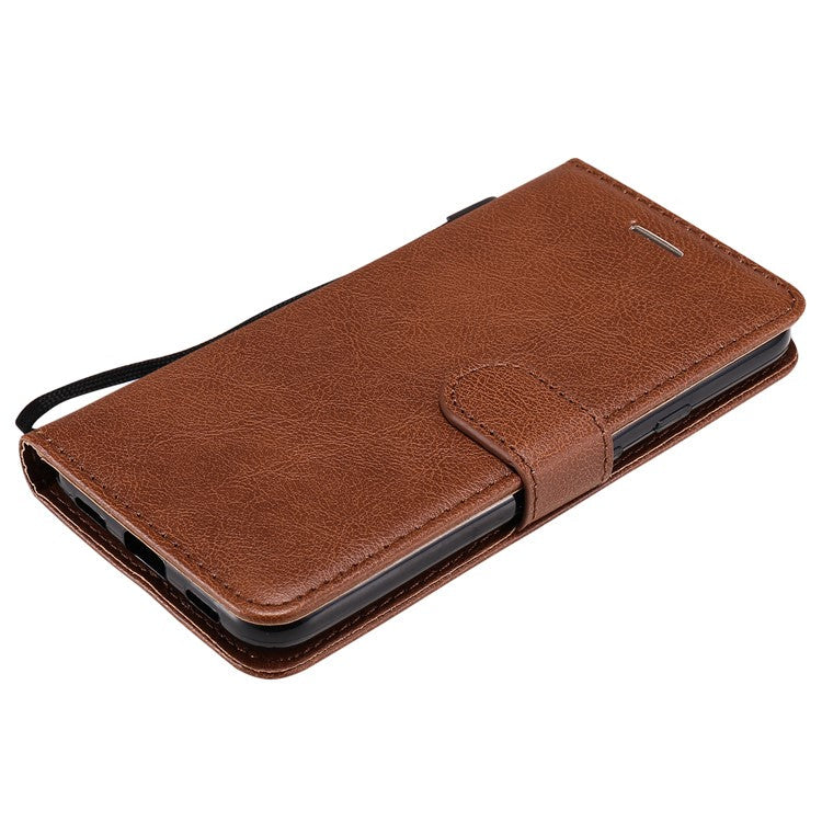 KT Leather Series-2 PU Leather Wallet Stand Case with Handy Strap for Google Pixel 4a - Brown
