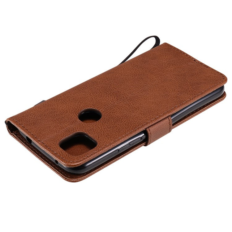 KT Leather Series-2 PU Leather Wallet Stand Case with Handy Strap for Google Pixel 4a - Brown