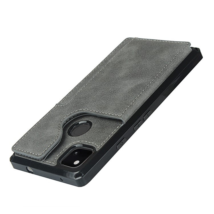 For Google Pixel 4a Button Flip PU Leather Coated TPU Wallet Phone Shell - Grey