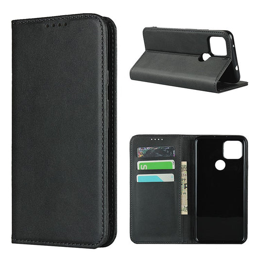 Auto-absorbed Wallet Leather Stand Cover Case for Google Pixel 4a 5G - Black