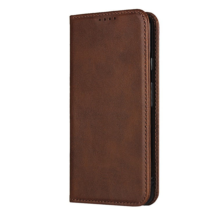 Auto-absorbed Wallet Leather Stand Cover Case for Google Pixel 4a 5G - Dark Brown