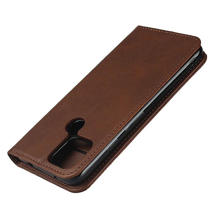 Auto-absorbed Wallet Leather Stand Cover Case for Google Pixel 4a 5G - Dark Brown