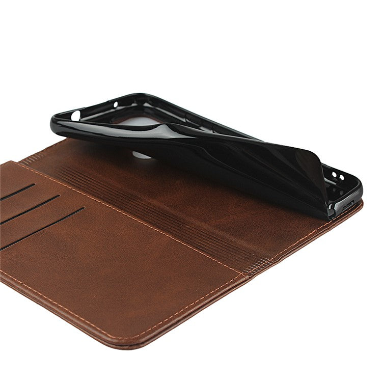 Auto-absorbed Wallet Leather Stand Cover Case for Google Pixel 4a 5G - Dark Brown