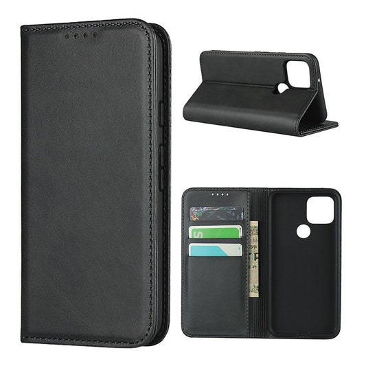 Auto-absorbed Wallet Leather Stand Cover Case for Google Pixel 5 - Black