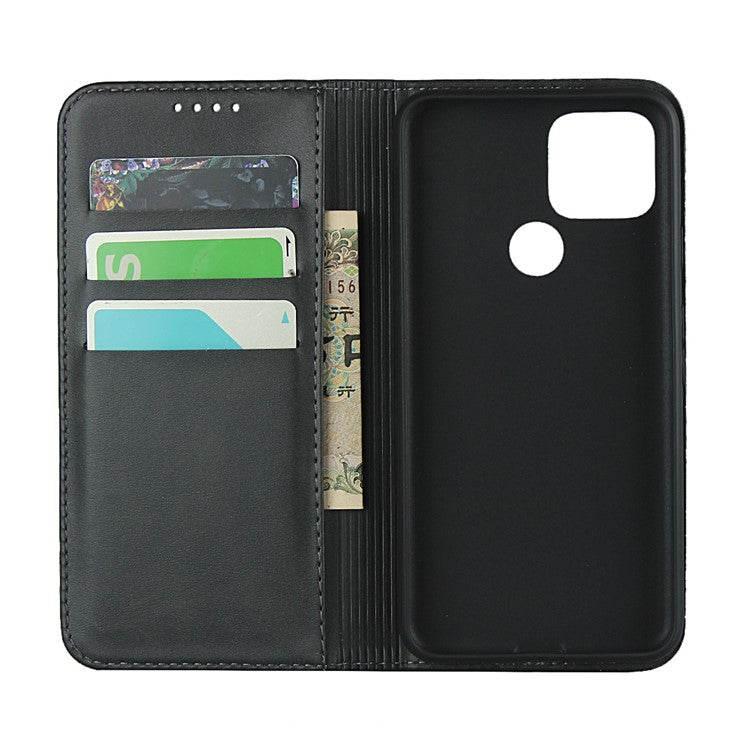 Auto-absorbed Wallet Leather Stand Cover Case for Google Pixel 5 - Black