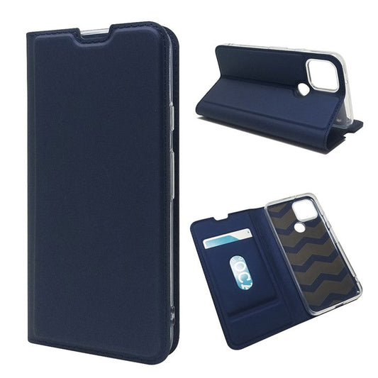 New Magnetic Adsorption Leather Stand Case with Card Holder for Google Pixel 5 - Blue