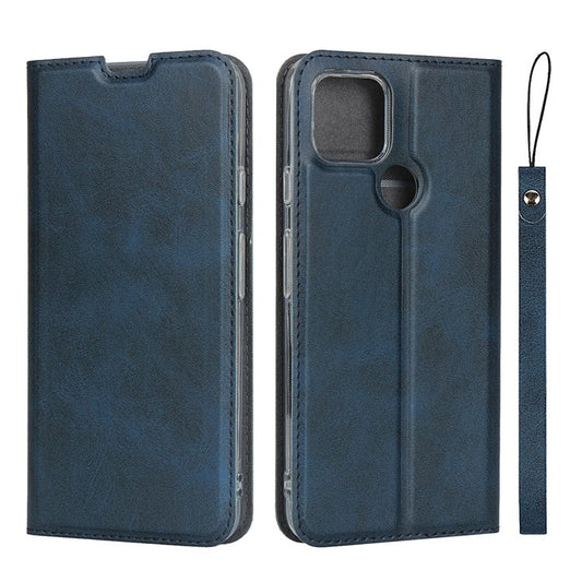 Leather Stand Case with Card Slot Phone Cover for Google Pixel 4a 5G - Blue