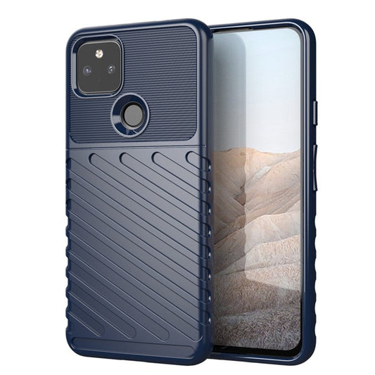 Thunder Series Twill Texture Thickened TPU Protective Cover Case for Google Pixel 5a - Blue