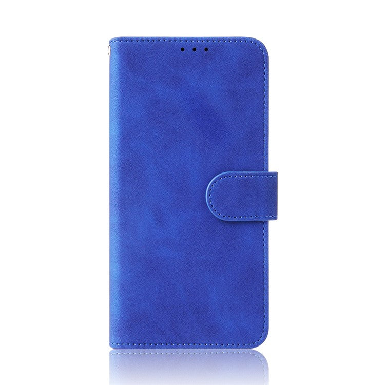 Skin-touch Folio Flip Leather Protective Shell for Google Pixel 5a 5G Wallet Stand Cover - Blue