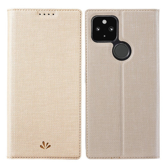 VILI DMX Series Stand Design Leather Phone Cover Case with Card Holder for Google Pixel 5a - Khaki