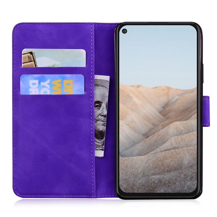 Flip Leather Phone Full Protection Case with Wallet Stand for Google Pixel 5a 5G - Purple