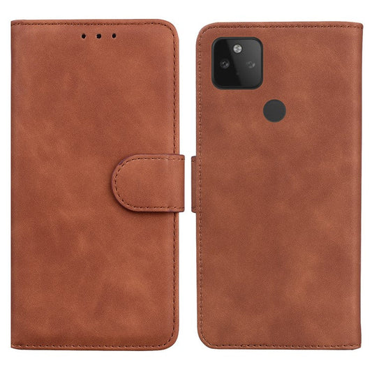 Flip Leather Phone Full Protection Case with Wallet Stand for Google Pixel 5a 5G - Brown