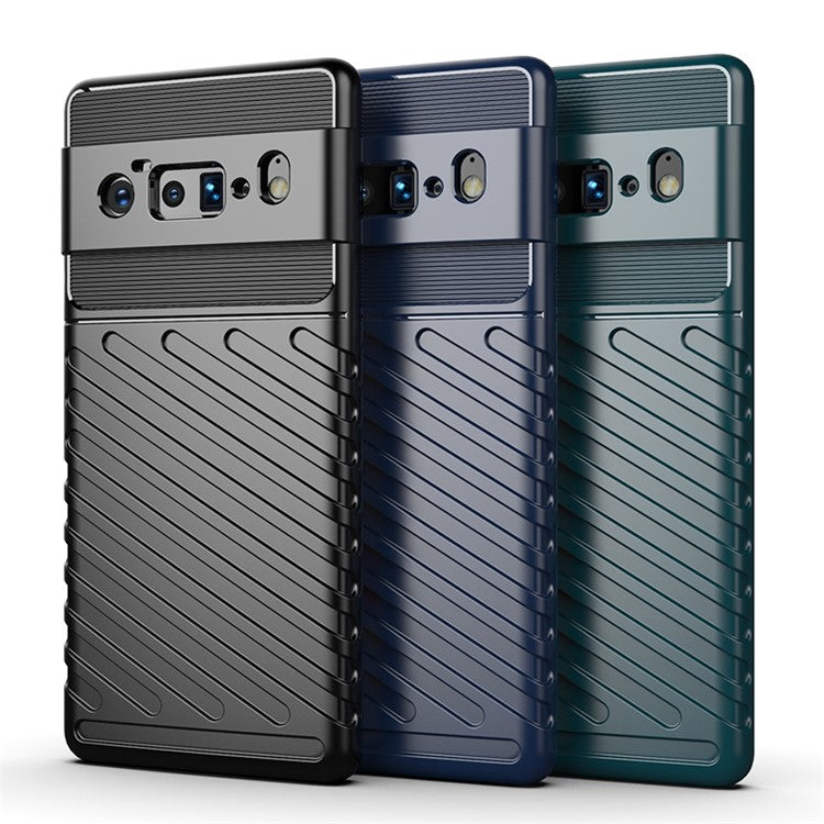 Thunder Series Twill Texture Thickened TPU Protective Cover Case for Google Pixel 6 Pro - Blue