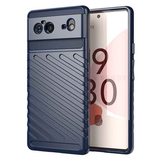 Thunder Series Twill Texture Thickened TPU Protective Cover Case for Google Pixel 6 - Blue