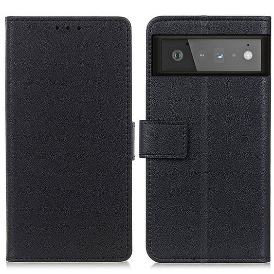 Drop-proof PU Leather Wallet Stand Case for Google Pixel 6 - Black