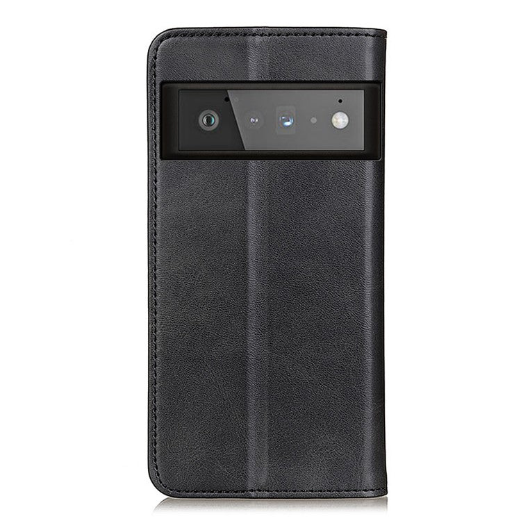Auto-absorbed Split Leather Wallet Case for Google Pixel 6 Pro - Black