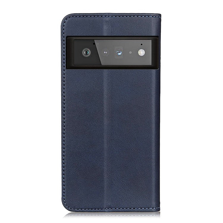 Auto-absorbed Split Leather Wallet Case for Google Pixel 6 Pro - Blue
