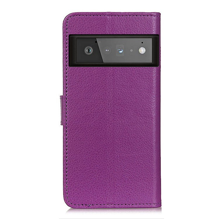 Litchi Skin Wallet Leather Phone Case for Google Pixel 6 Pro - Purple
