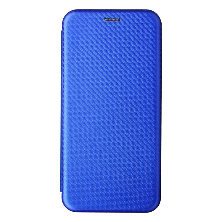 Auto-absorbed Leather Shell Carbon Fiber Texture with Card Slot and Ring Strap for Google Pixel 6 - Blue