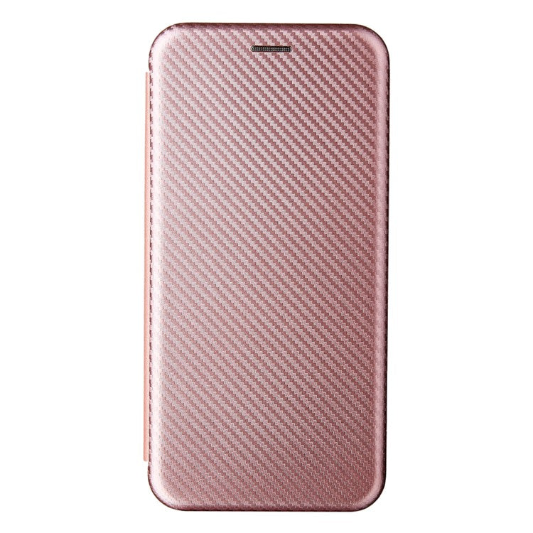 Auto-absorbed Leather Shell Carbon Fiber Texture with Card Slot and Ring Strap for Google Pixel 6 - Rose Gold