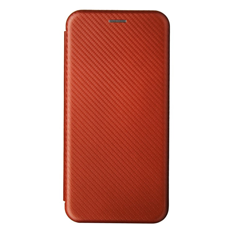 Auto-absorbed Leather Shell Carbon Fiber Texture with Card Slot and Ring Strap for Google Pixel 6 - Orange